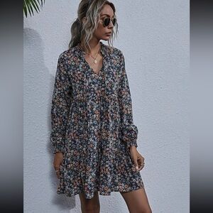 SHEIN LUNE Ditsy Floral Print Smock Dress size S